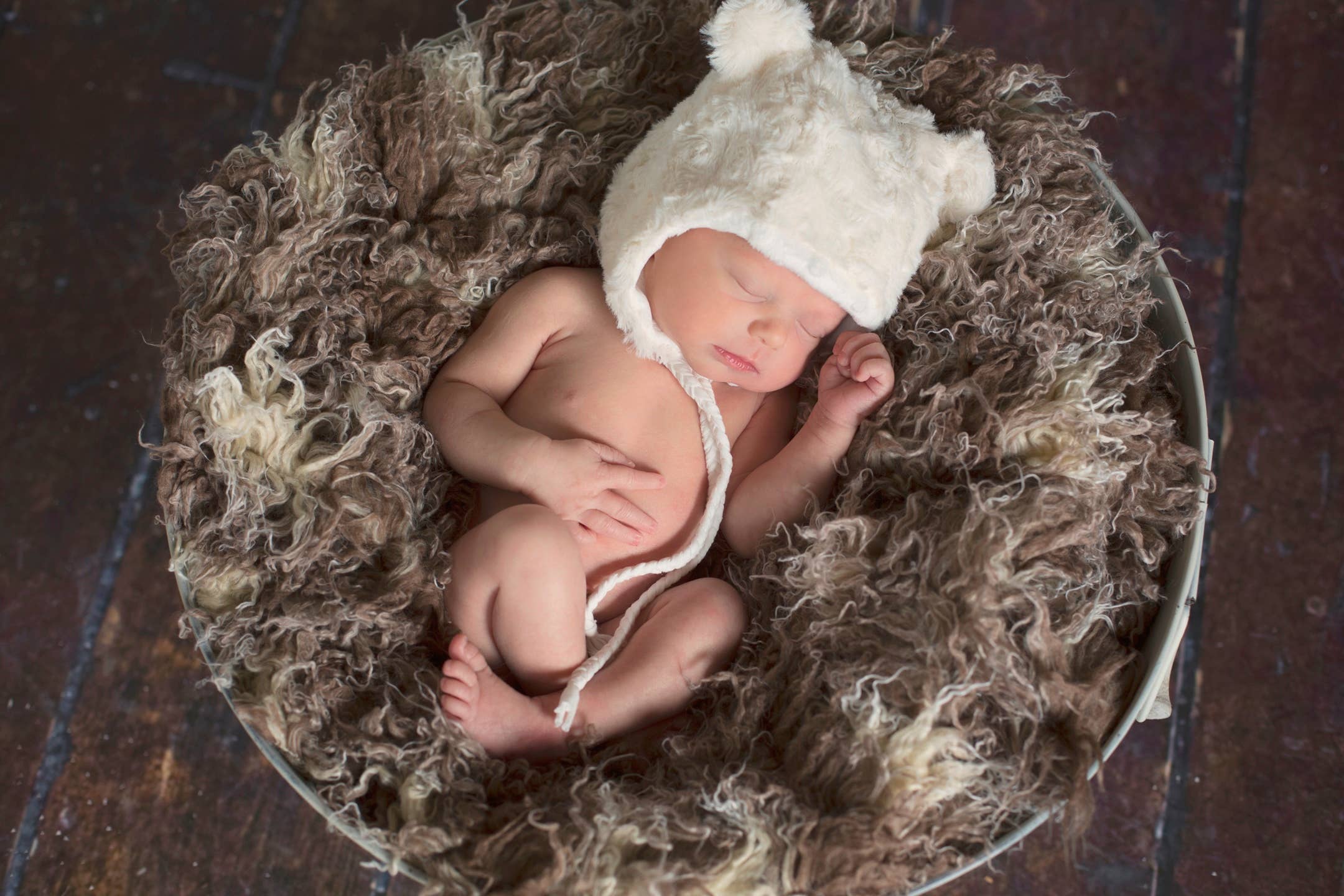 The Daisy Baby LLC - Wholesale Newborn/Knit Hat - Baby - Plush Minky Cream Handmade Heirloom Baby Gift Hat0