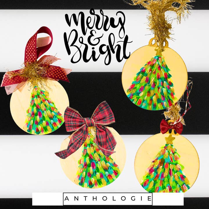 Adorno abstracto de madera para árbol de Navidad para venta al por mayor de Anthologie, Co.