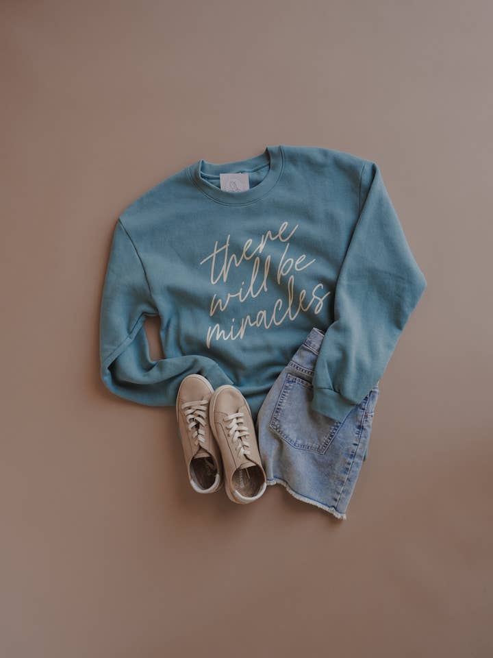 Dear Heart - Wholesale Graphic Sweatshirt - Women's - There Will Be Miracles Pullover - Arctic