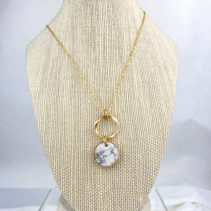 Light Shine - Wholesale Pendant/Charm Necklace - Maria Clay Necklace | Marble Look Statement Necklace | Gold2