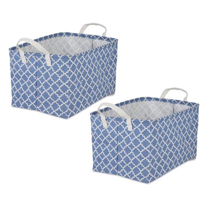 Cotton/Poly Laundry Bin Lattice French Blue Rectangle Extra Large for wholesale by Welcome Home Unbeatable Deals