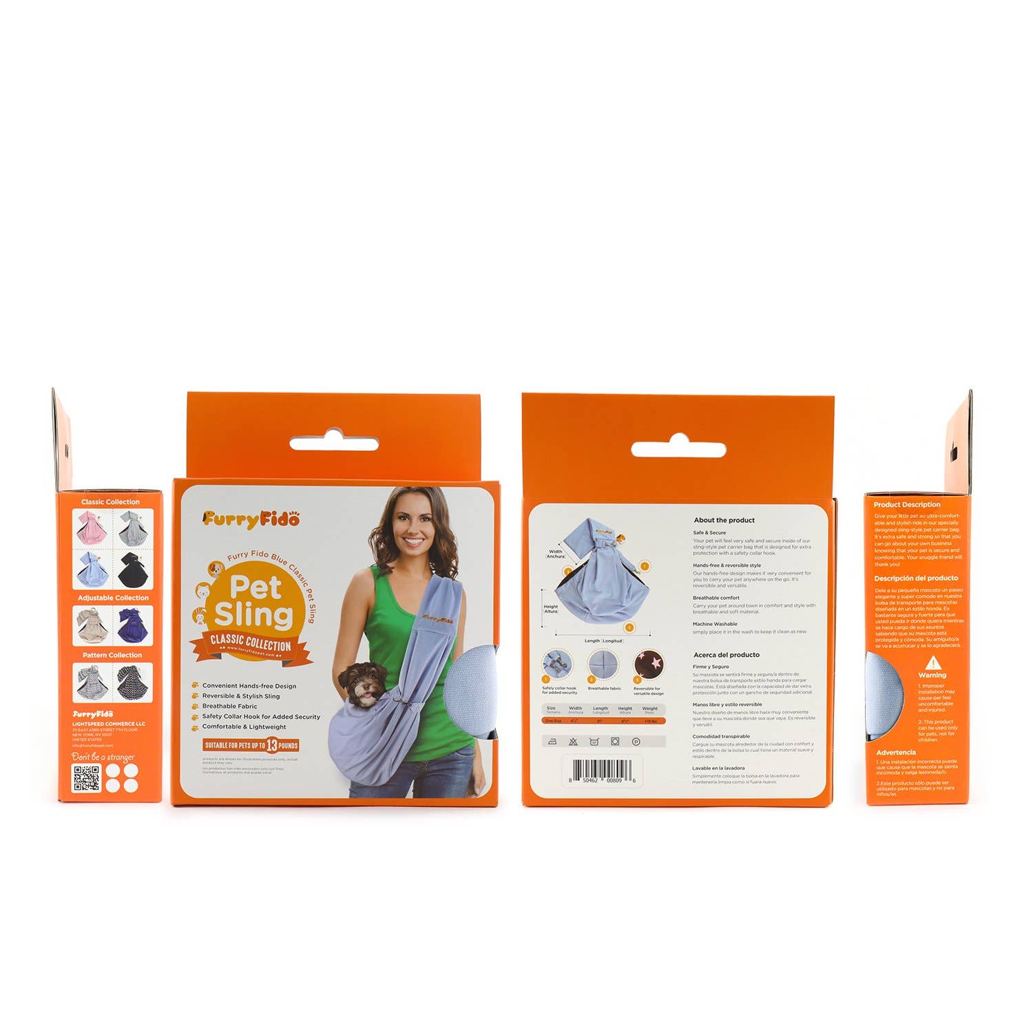 Furry Fido Pet Supplies - Wholesale Pet Carrier - Cat/Dog - Furry Fido Classic Pet Sling - Blue5