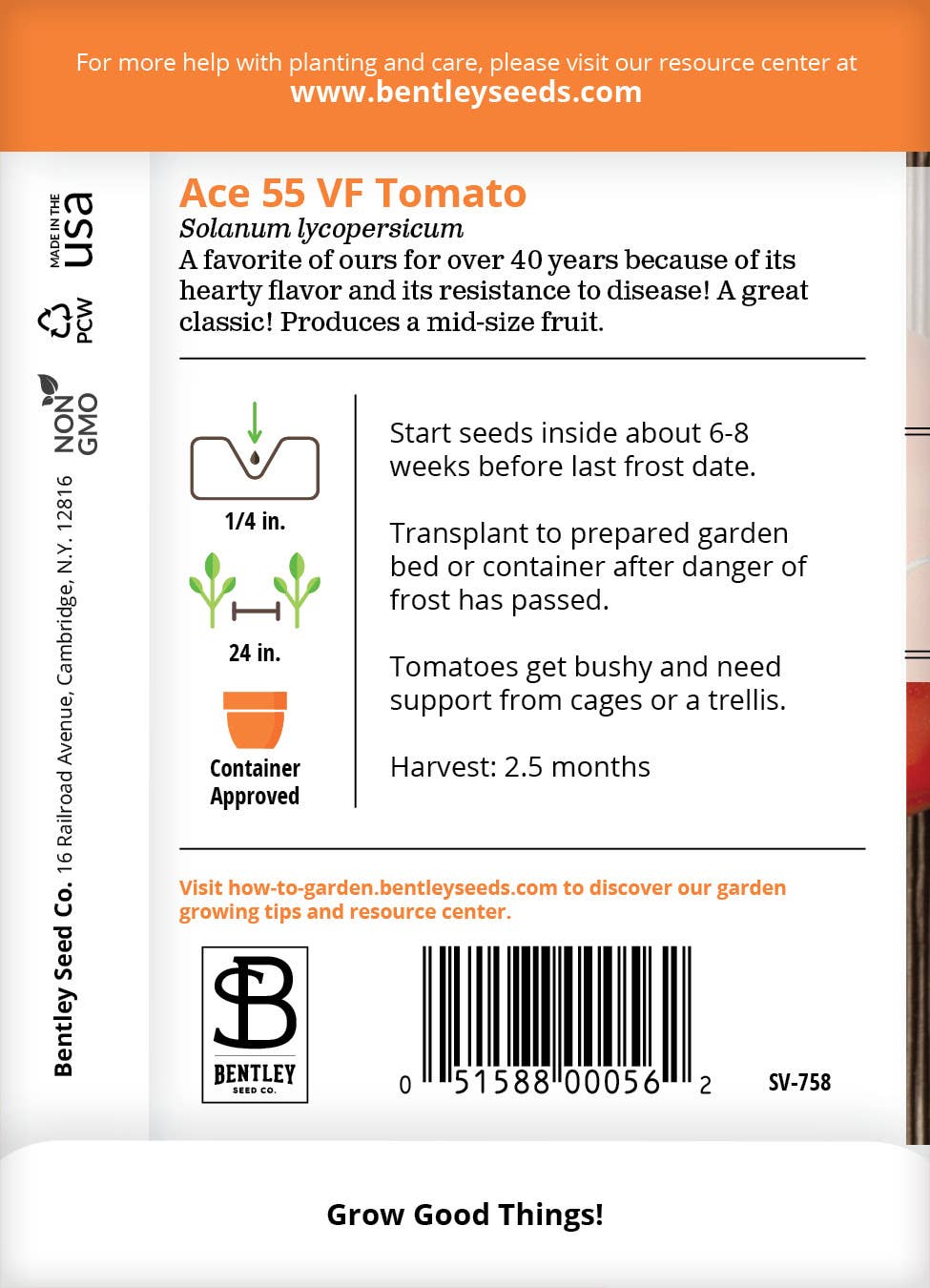 Bentley Seed Co. - Wholesale Plant Seeds - Tomato-Ace 551