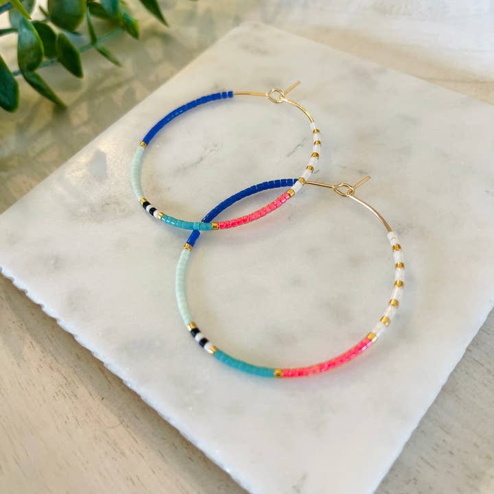 Girls Day Out by Amy Houston - Wholesale Hoop Earrings - Key Largo miyuki glass beaded hoop earrings