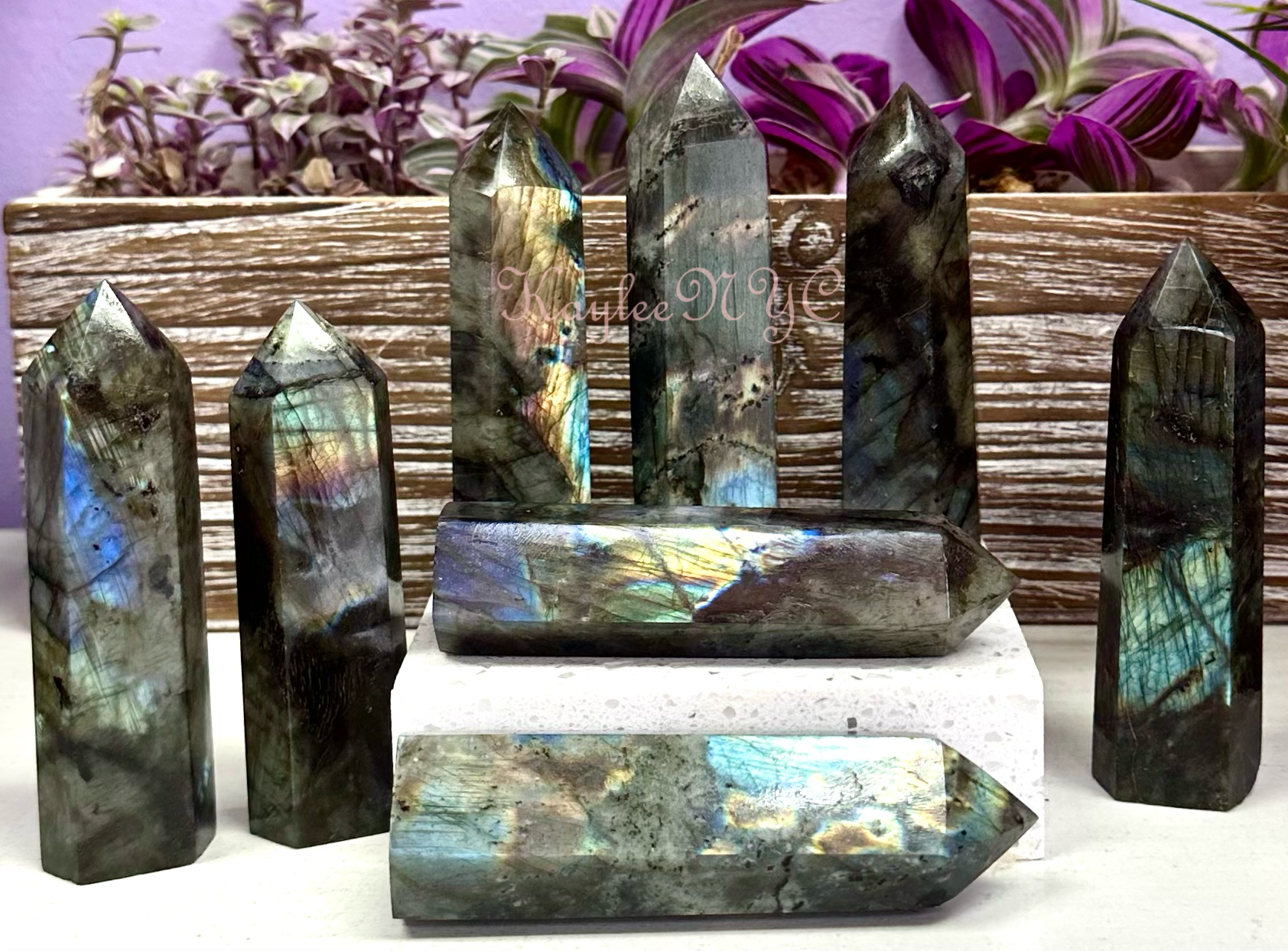 KayleeNYC - Wholesale Spiritual Stone/Crystal - Wholesale Lot 2 lb Natural Labradorite Obelisk Point Crystea3