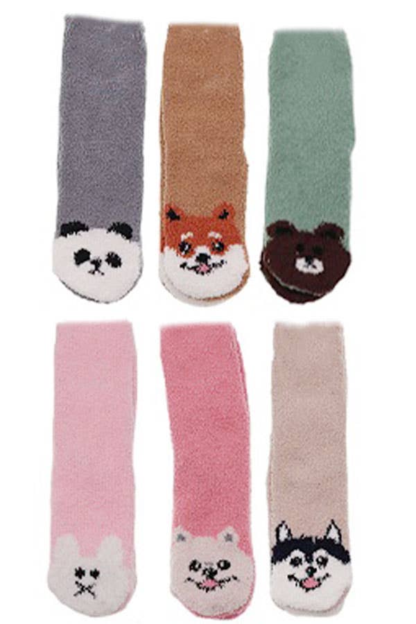 Cap Zone - Wholesale Socks - Women's - Animal Paw Print Fuzzy Fleece Indoor Socks3