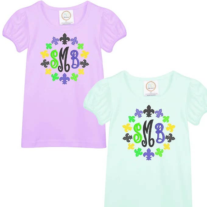 FLEUR DE LIS MONOGRAM SHORT SLEEVE TEE for wholesale by The Sassy Seamstress