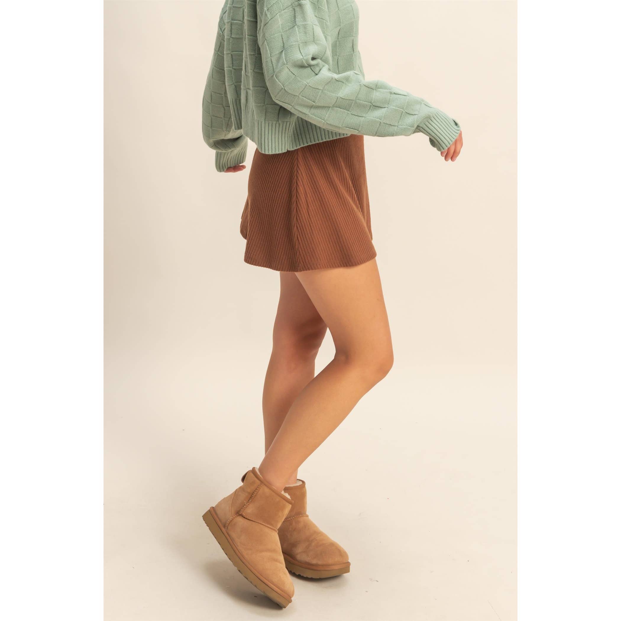 Double Zero - Wholesale Skort - Women's - Ribbed Elastic Waist Mini Skort2