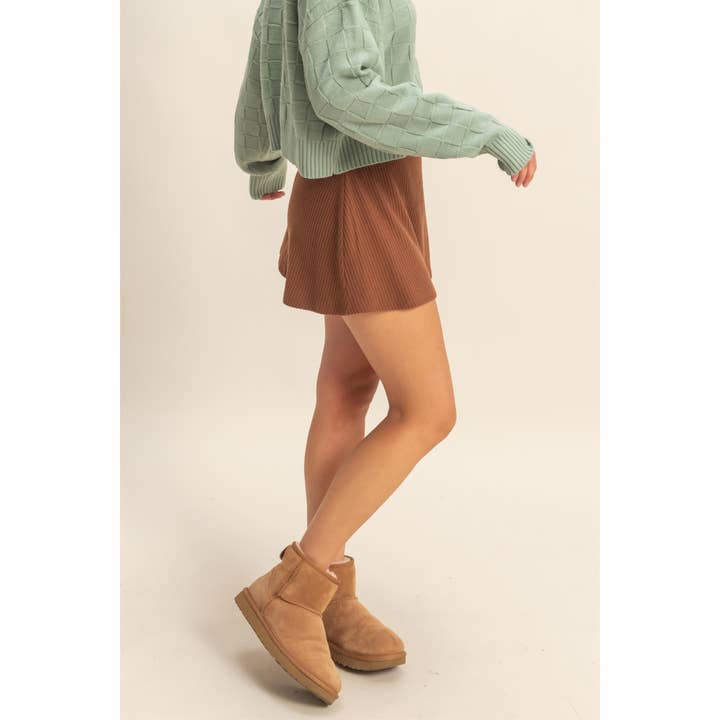 Double Zero - Wholesale Skort - Women's - Ribbed Elastic Waist Mini Skort2