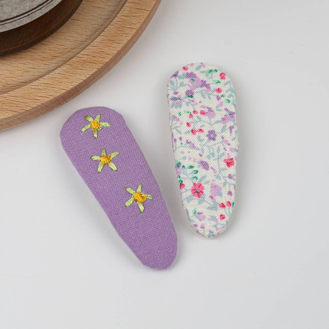 TheDivaSoap - Wholesale Hair Clip - Kids - Embroidered Floral Snap Hair Clips Set12