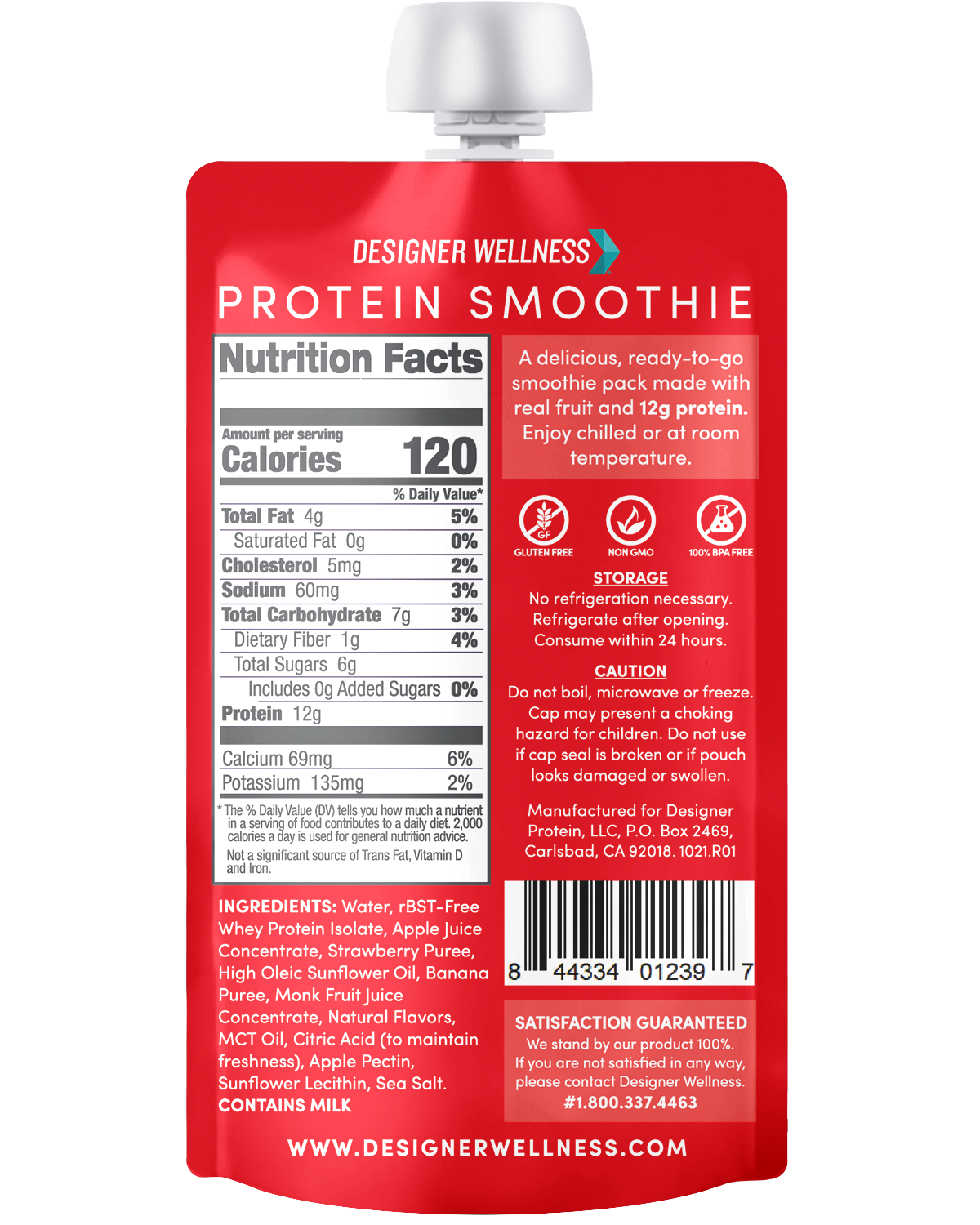 Designer Wellness - Wholesale Powdered Health Drink - Protein Smoothie - Strawberry Banana 12 pack1