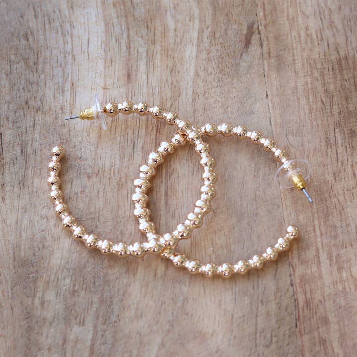 Pierce + Hide - Wholesale Hoop Earrings - Gold Ball Hoop Earrings | Classic Gold Hoops1