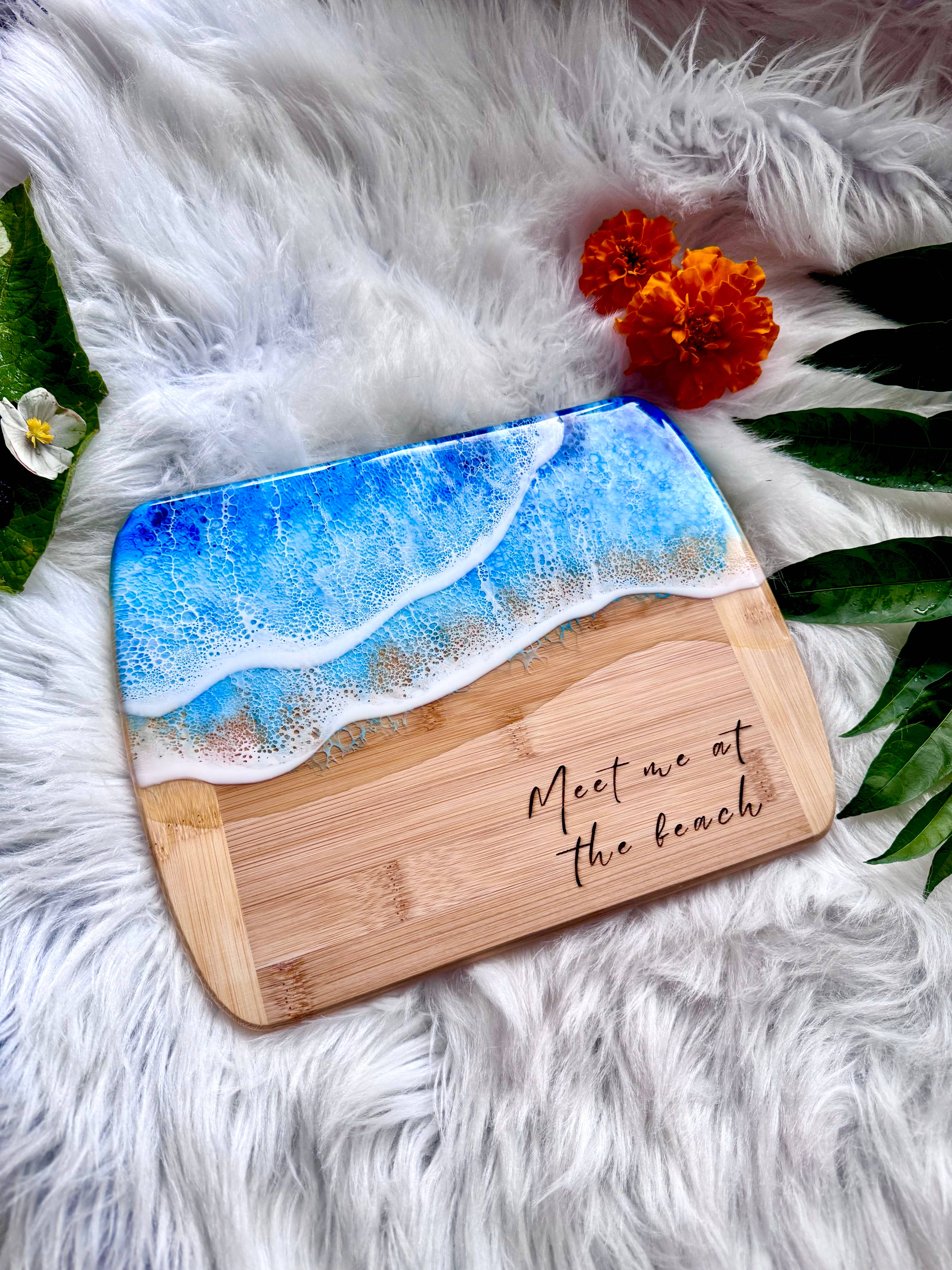 TBM Creations LLC - Wholesale Cutting Board - MEET ME AT THE BEACH Charcuterie board | Resin Cheese board7