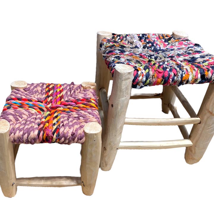SOUK in the CITY - Wholesale Stool - Boucherouite Stools (set of 2)10