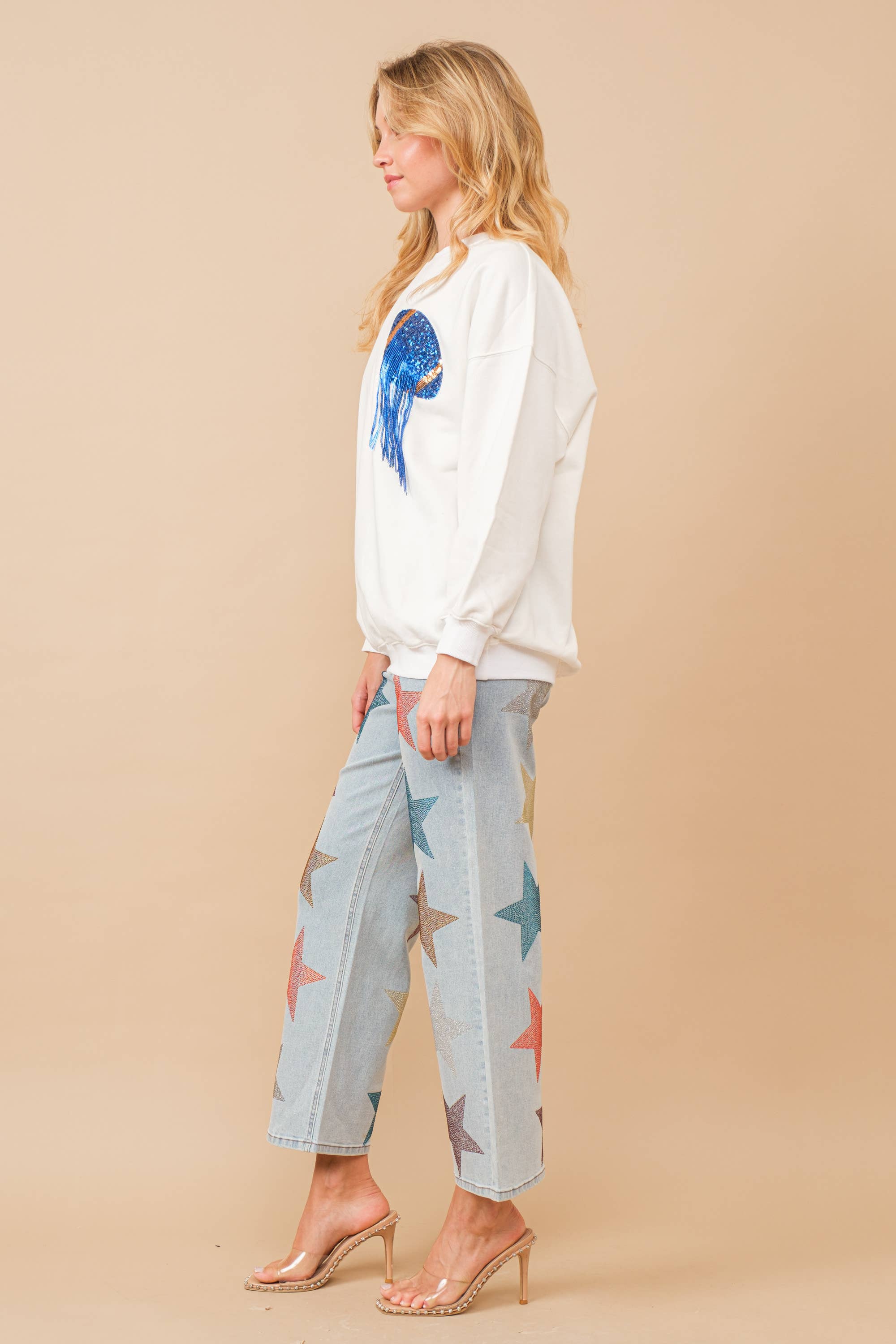 Blue B – wholesale Jeans – Women’s – 80024P - Star Rhinestone Embellishment Straight Leg Jeans5