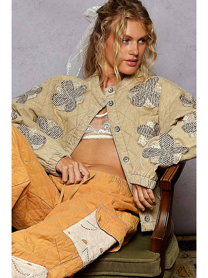 Pol Clothing - Wholesale Jacket - Women's - Mock neck balloon sleeve oversized fit quilted Jacket8