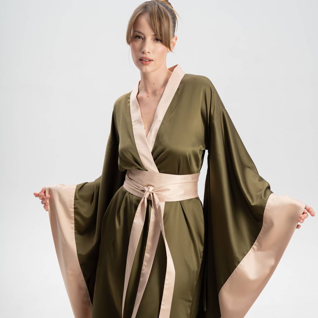 Accappatoio Sposa Nubilato Vestaglia Donna In Raso E Pizzo