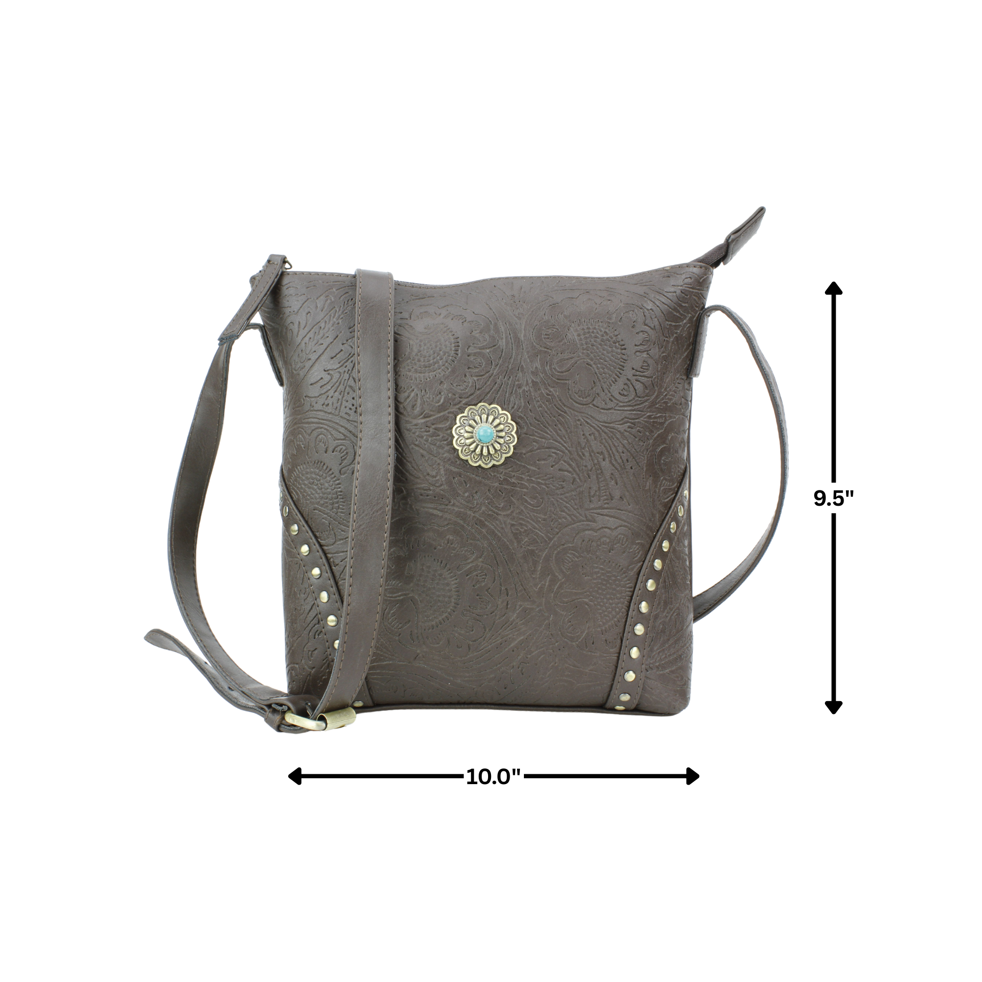 Leather Impressions Inc – Engroshandel Messenger bag – Kvinder – Vegansk læder filigran messenger med concho RMHB 40 250410