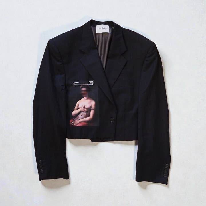 Casaco Impresso 'Rosto Desfocado' Reformulado por atacado de SOI STUDIO