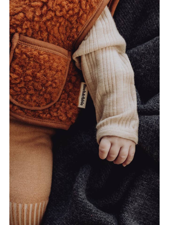 Finch & Fable - Wholesale Outerwear Vest - Kids - Wool Sherpa Vest - Chestnut