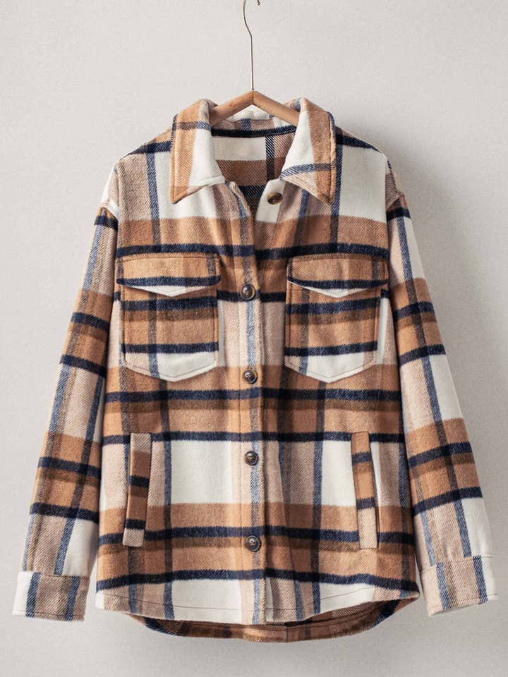 Plaid Button-Down Jacket for wholesale by Urban Daizy