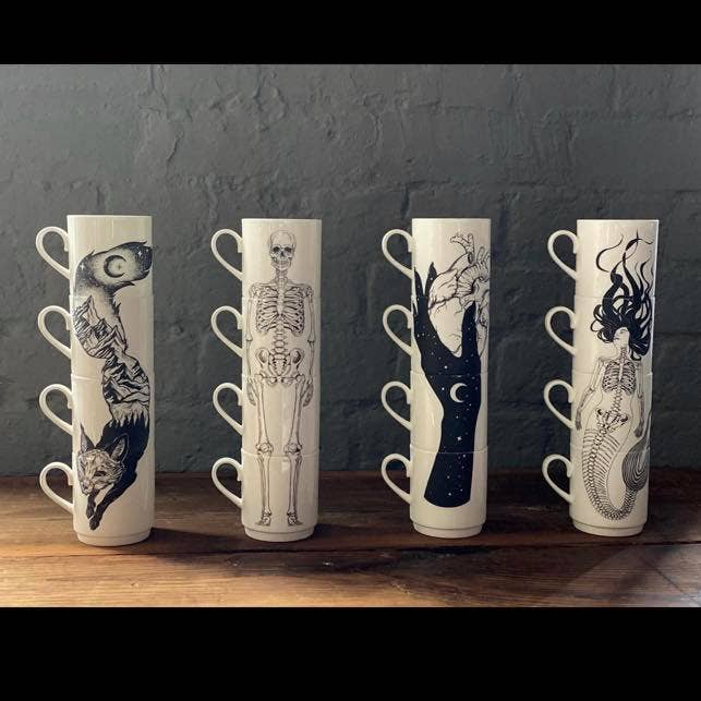 Charlotte Clark Ltd - Wholesale Coffee Mug - Stacking Anatomical Mermaid Mug Set (Stoneware)4