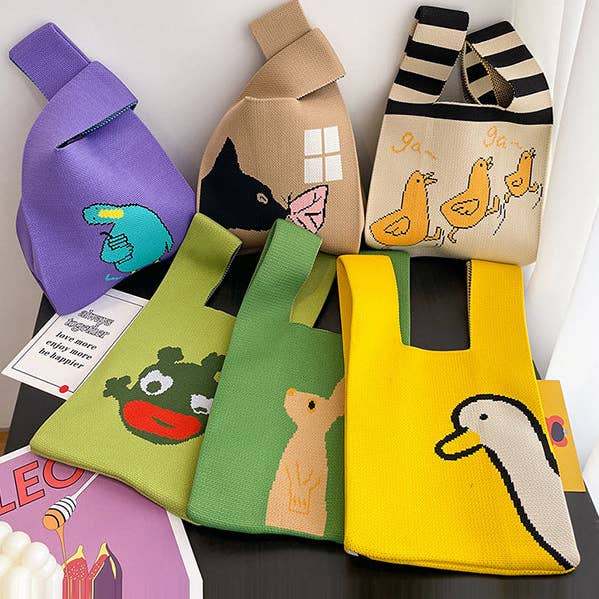 Cartoon Printed Bags Accessories Woven Handbag for wholesale by FurDecoration