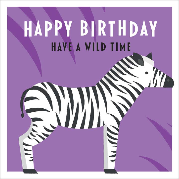 Tillykke med fødselsdagen Børnekort med Zebra Illustration for engroshandel hos Dyson Design