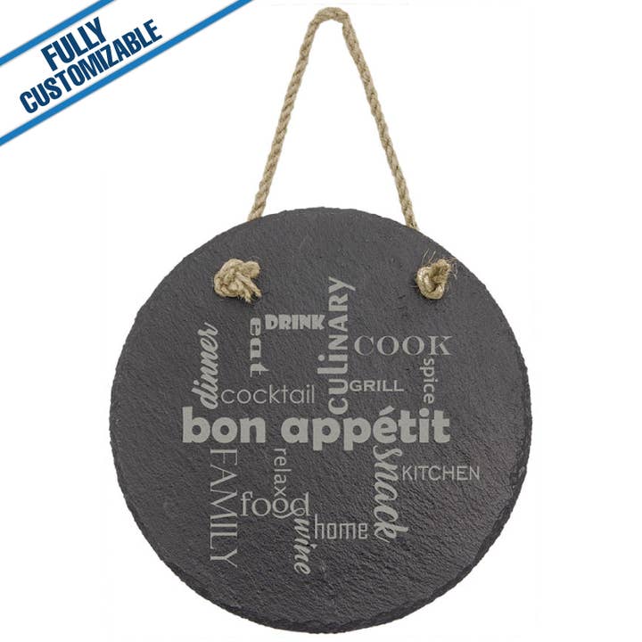 GiftWorksPlus - Wholesale Sign - Engraved Round Slate Wall Décor - Fully Customizable