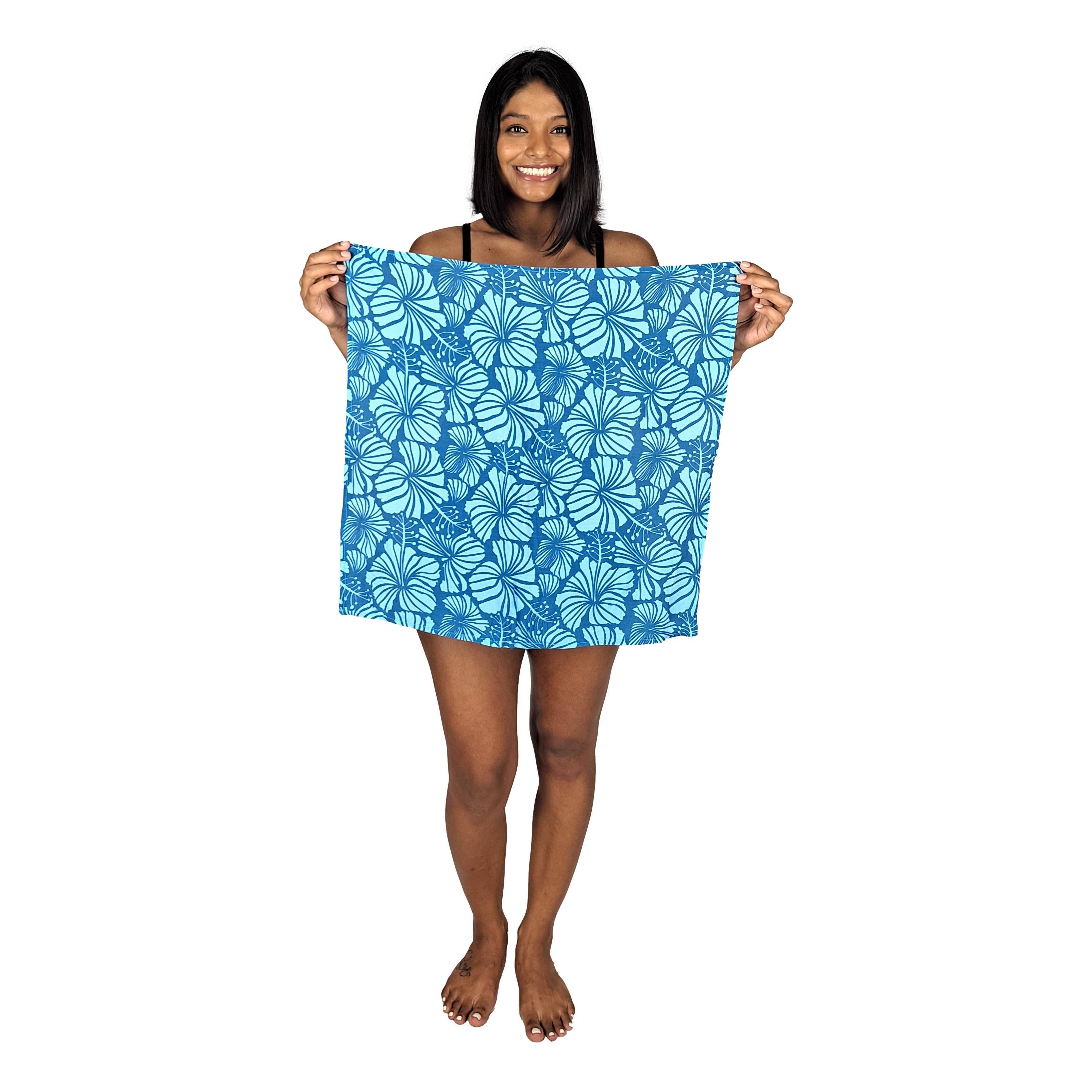Island Style Clothing Co by Akamai Distribution Ltd - Wholesale Bandana - Women's - Bandana Blue Hibiscus Lightweight Rayon 21 x 21 1