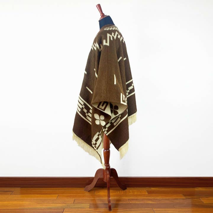 ECUALAMA - Wholesale Poncho - Unisex - Clint Eastwood Poncho cowboy Serape replica handmade of Alpaca wool Unisex - brown3