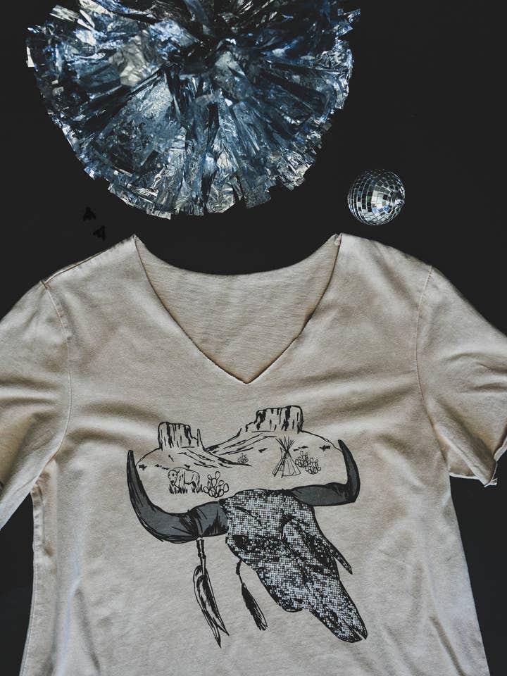 2 Fly Co - Wholesale Screen Printed T-Shirt - Women's - SHINY SHINY DISCOSKULL