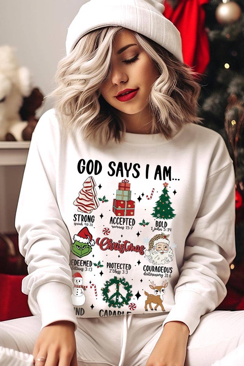 COLORBEAR - Wholesale T-Shirt (Graphic) - Unisex - God Says I Am Christmas Graphic Fleece Sweatshirts8