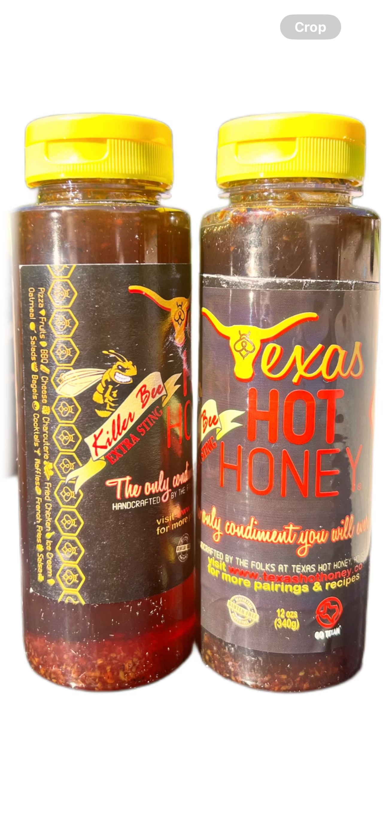 Texas Hot Honey - Vente Sauces piquantes - Miel épicé du Texas, KILLER BEE, EXTRA FORT ! Bouteille de 12 oz (Caisse de 9)13