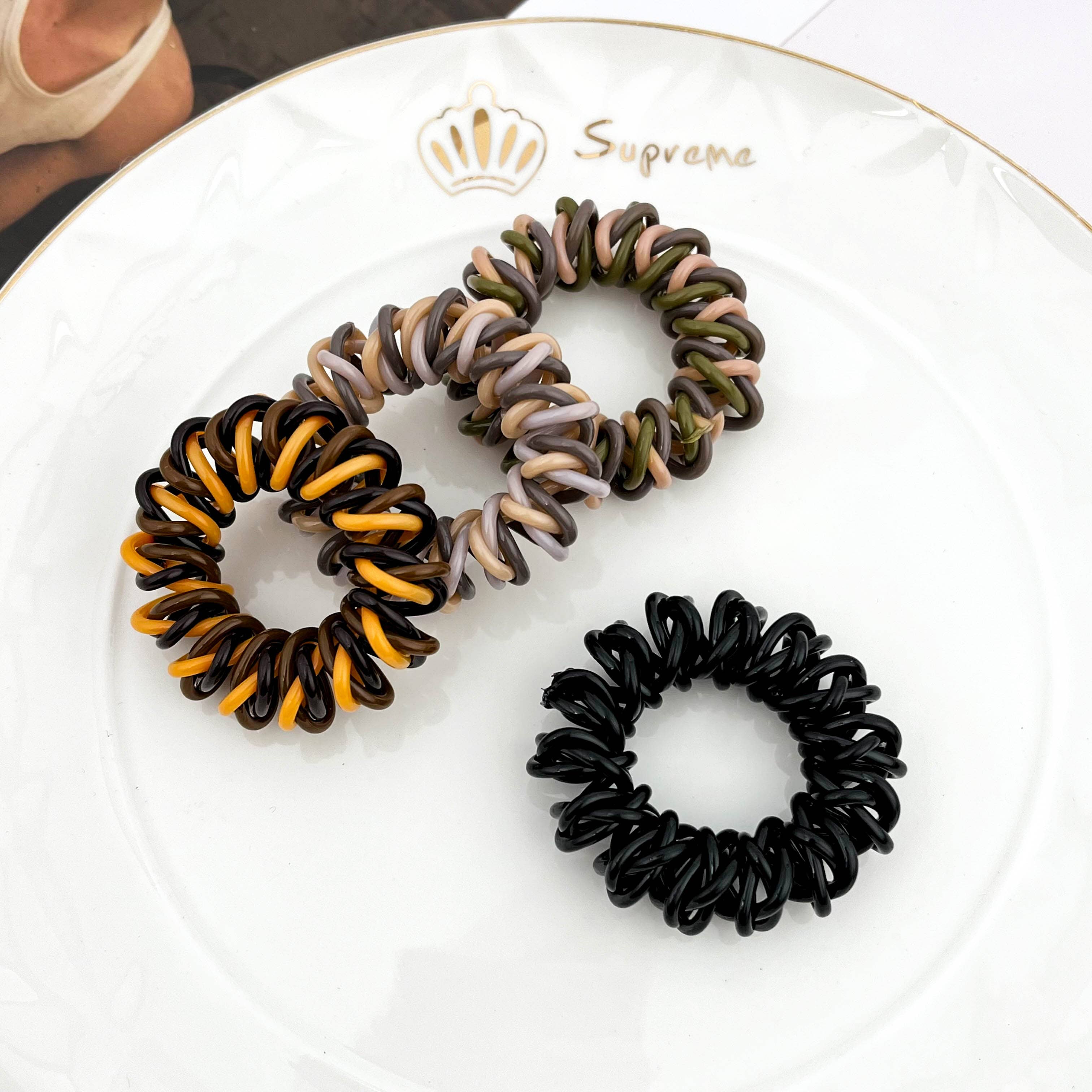 mildstyles - Wholesale Hair Tie - Two-Tone Telephone Cord Hair Tie – High Elasticity & Durabl6