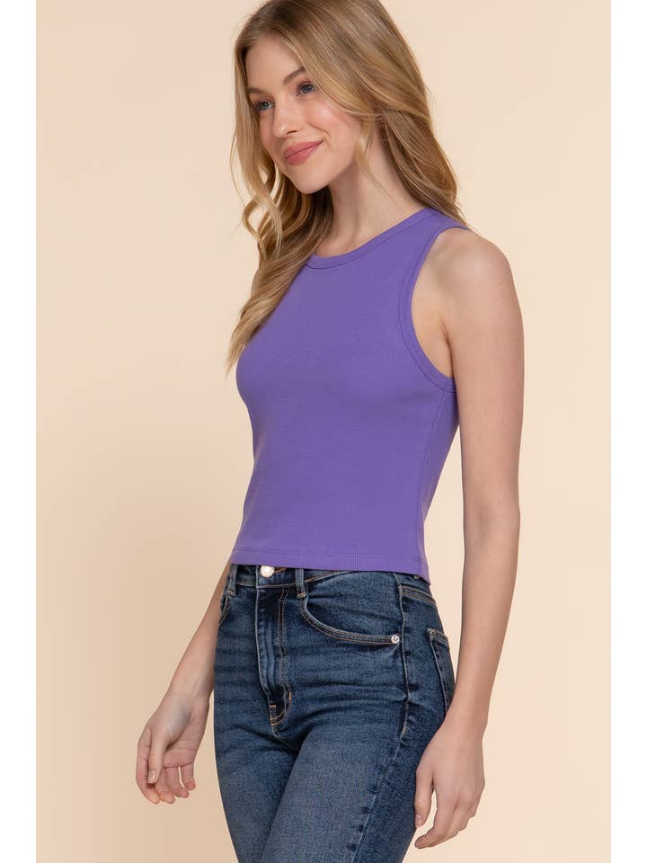 Active Basic | Active USA - Venta al por mayor Camiseta sin mangas - Mujer - Top sin mangas de punto acanalado de algodón y spandex con cuello redondo33