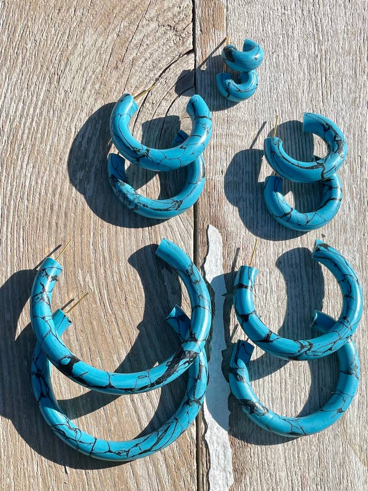 Turquoise Hoops for wholesale by She makes clay