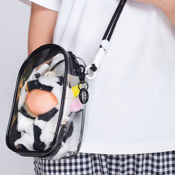 Transparent Crossbody Shoulder Bag For Plush Doll Display (1pc) Petite Threads for wholesale by Showcase