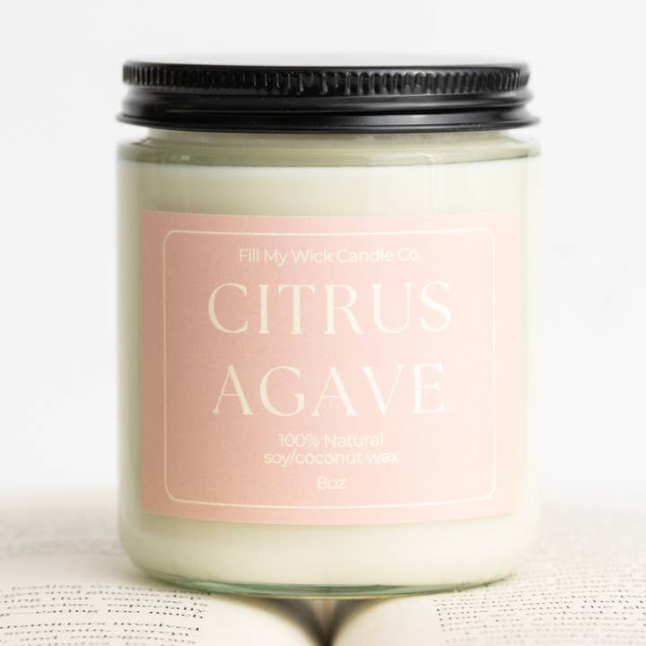 Cítricos y Agave – Vela de Soja/Coco de 8oz para venta al por mayor de Bella & Brawn