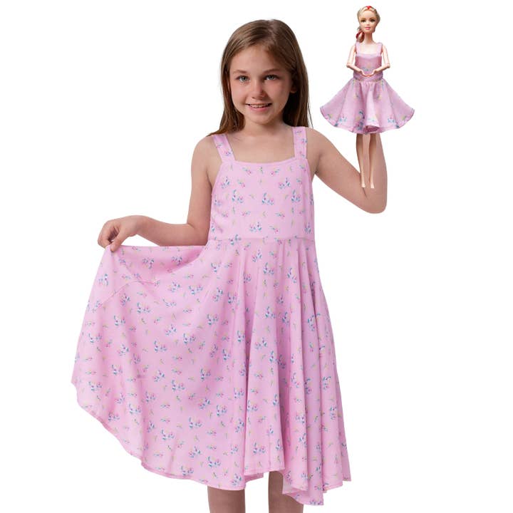 Pink Bloom Buddies Matching Girl and Doll Dress for wholesale by The Glam Fam