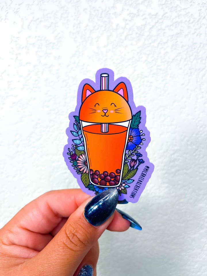 Boba Cat Sticker|Boba Animal Sticker|Boba Sticker|Stickers f for wholesale by Michaela K Creations