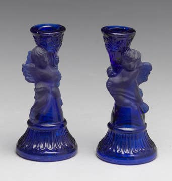 AA Importing - Wholesale Candle Holder - Angel Candleholder Pair, Blue Depression Glass0