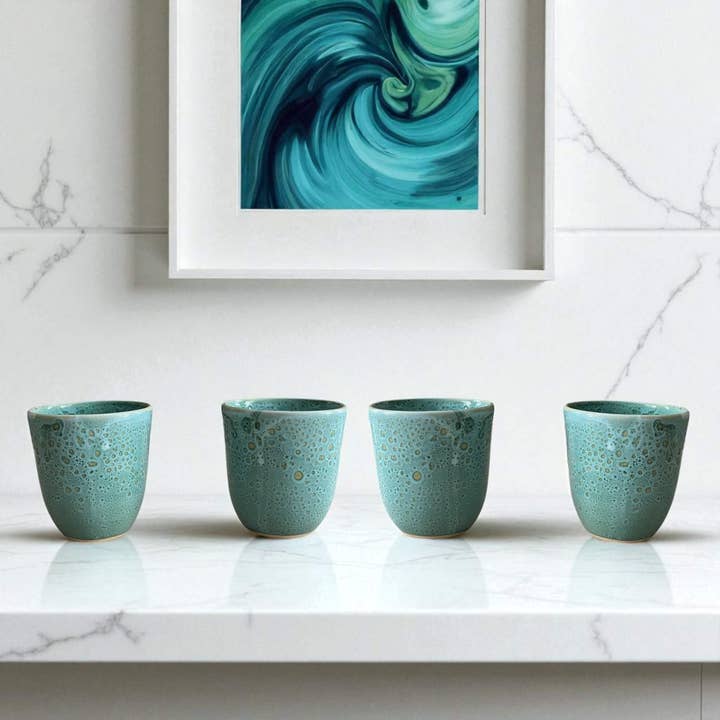 Crater Glaze Moroccan Ceramic Cups – Set of 6 for wholesale by Moroccantastics