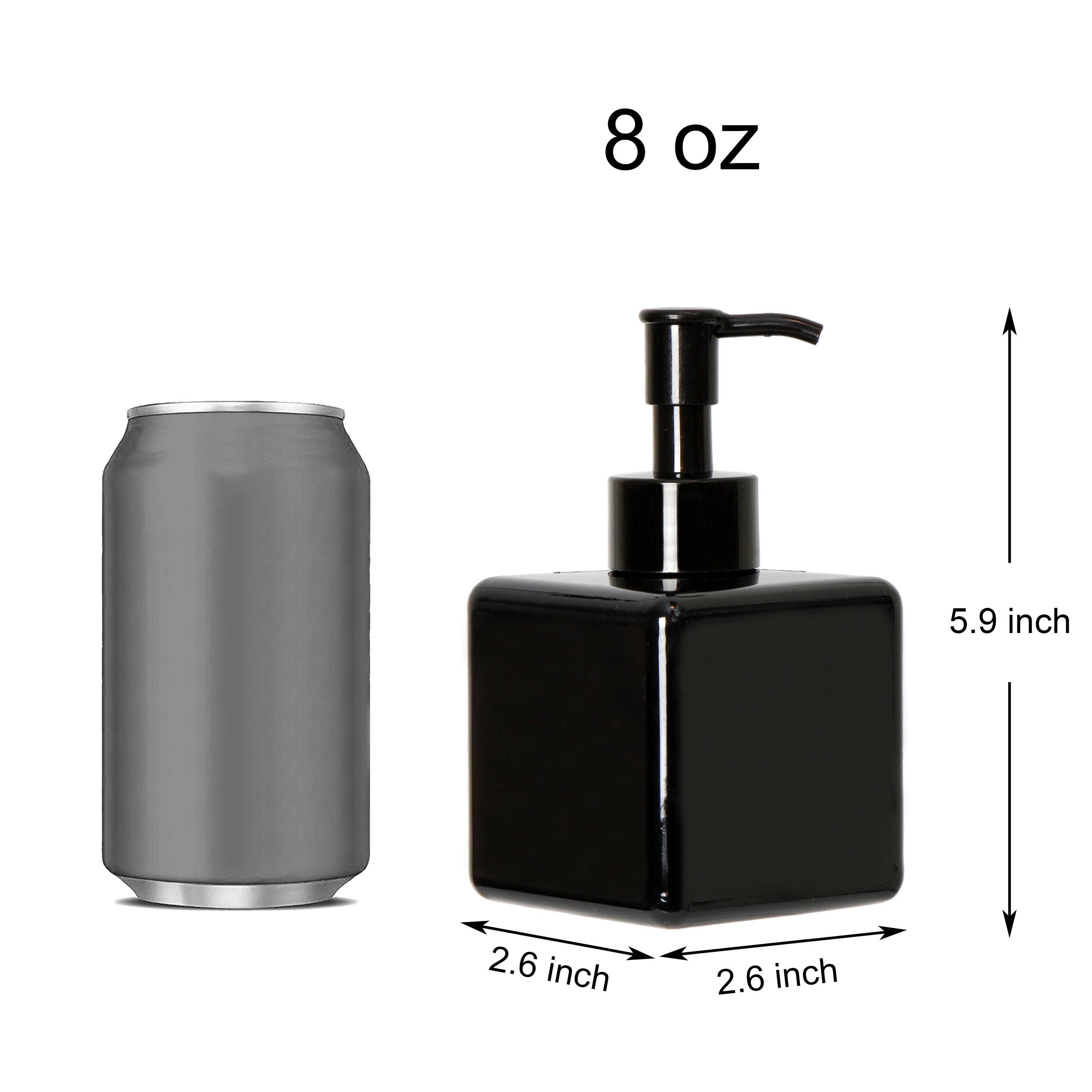 Youngever - Vente Distributeurs de savon - Youngever Lot de 5 bouteilles à pompe carrées en plastique de 8 oz - Noir1