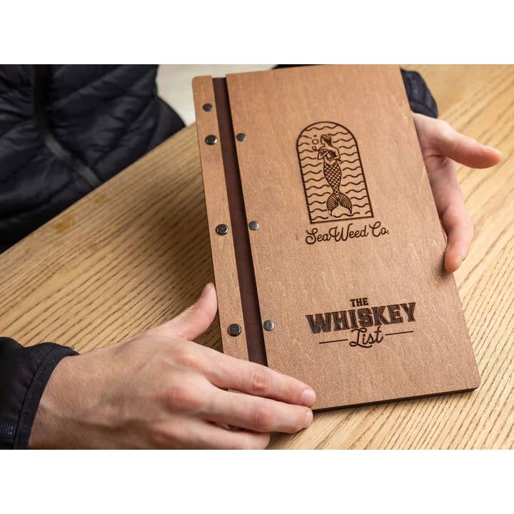 Inko Horeca Accessories - Wholesale Binder - Wooden Menu Holder For Whiskey List With Engraving