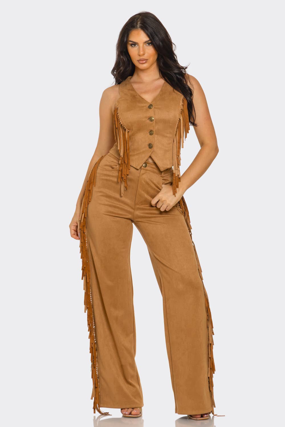 Julia by LoveJ – wholesale Top & pants set (NOT Loungewear) – Women's – Plus Size Button Down Side Tassel Top And Pants Set0