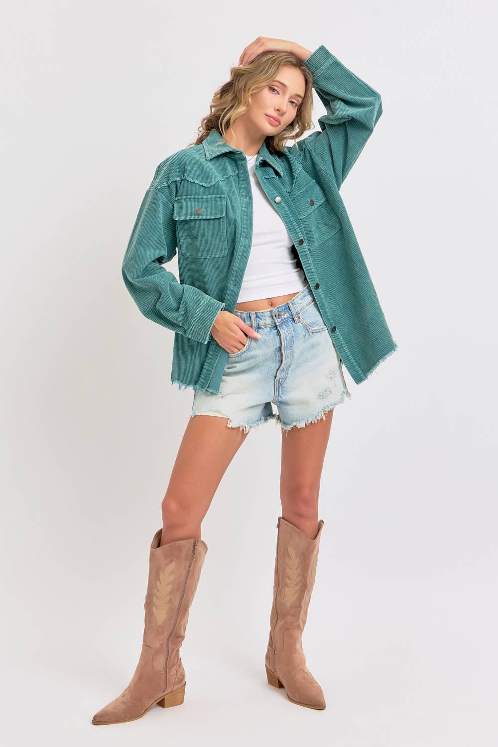 Sweet Lovely by Jen - Wholesale Shirt Jacket/Shacket - Women's -  CORDUROY SHACKET MINERAL WASHED COWBOY WESTERN COMBINED17