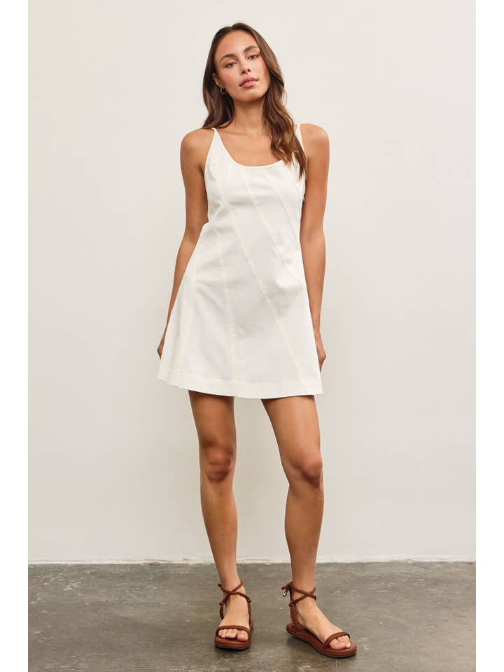 Mustard Seed - Wholesale Dress - Women's - DIAGONAL SEAM DENIM STRAP DRESS