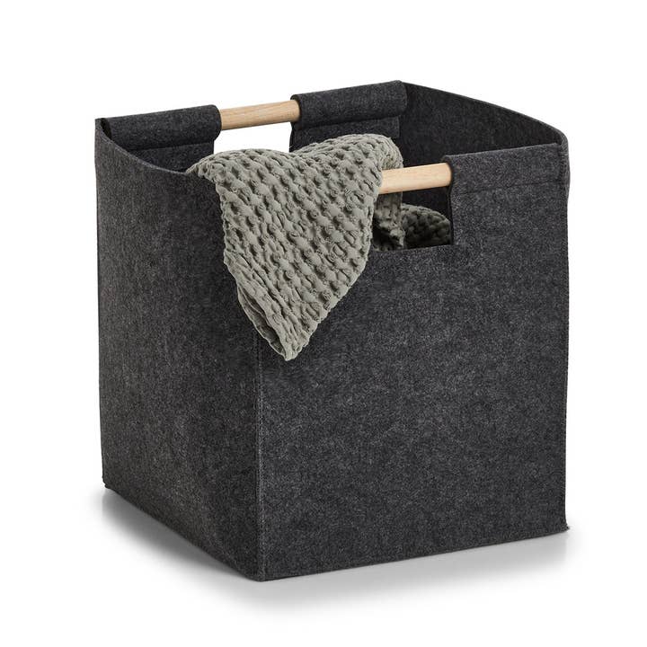 Anthrazit Aufbewahrungskorb, Filz/Holz, Anthrazit für den Großhandel auf Faire1