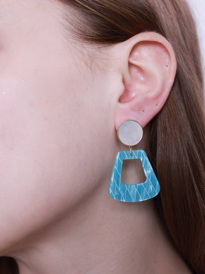 Square Cutout Shell Earrings for wholesale by CUBIC